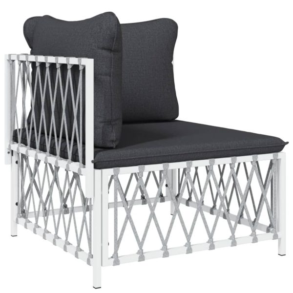 Set Salotto Da Giardino 5 Pz Con Cuscini In Acciaio Bianco - Image 4