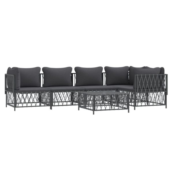 Set Salotto Da Giardino 6 Pz Con Cuscini In Acciaio Antracite - Image 3