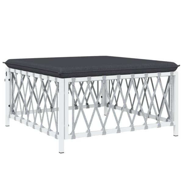 Set Salotto Da Giardino 6 Pz Con Cuscini In Acciaio Bianco - Image 6