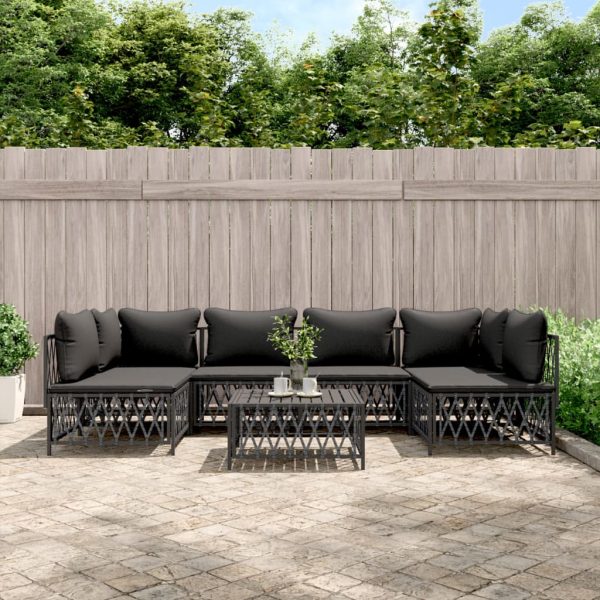 Set Salotto Da Giardino 7 Pz Con Cuscini Antracite In Acciaio