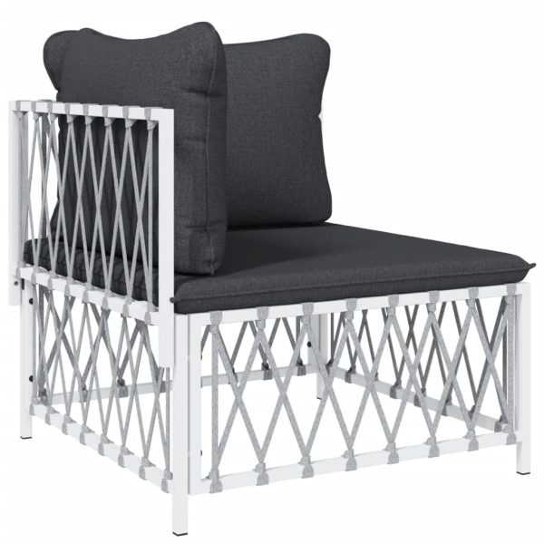 Set Salotto Da Giardino 10 Pz Con Cuscini In Acciaio Bianco - Image 4