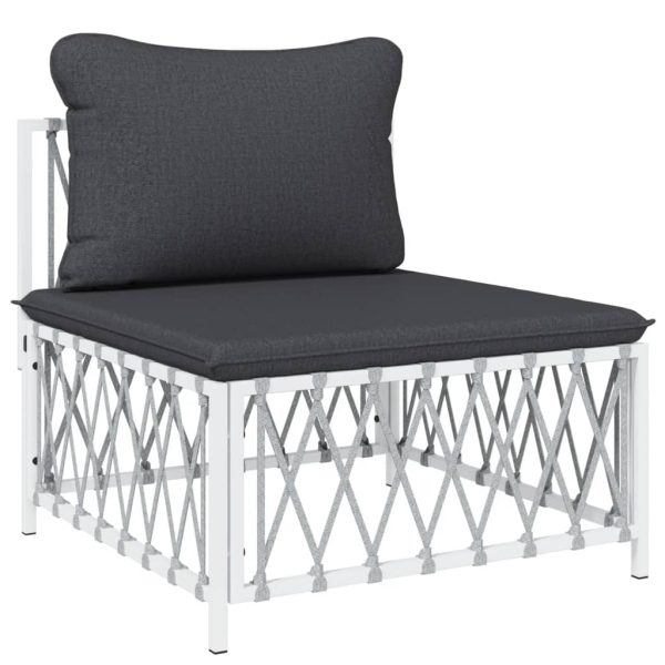 Set Salotto Da Giardino 10 Pz Con Cuscini In Acciaio Bianco - Image 5