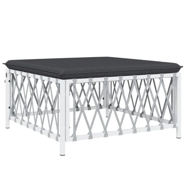 Set Salotto Da Giardino 10 Pz Con Cuscini In Acciaio Bianco - Image 6