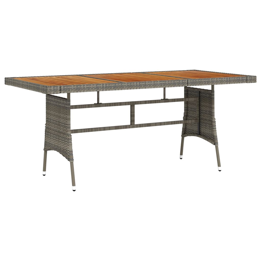 Tavolo Giardino Grigio 160x70x72cm Polyrattan E Massello Acacia