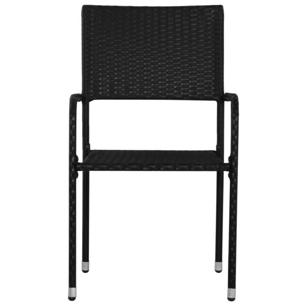 Sedie Da Pranzo Da Giardino 2pz Impilabili Nere In Polyrattan - Image 3