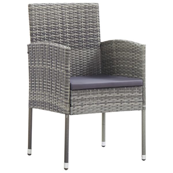 Sedie Giardino Con Cuscini Grigio Scuro 2 Pz Grigie Polyrattan - Image 2