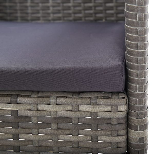 Sedie Giardino Con Cuscini Grigio Scuro 2 Pz Grigie Polyrattan - Image 6