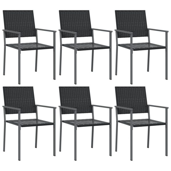 Sedie Da Giardino 6 Pz Nere 54x62,5x89 Cm In Polyrattan - Image 2