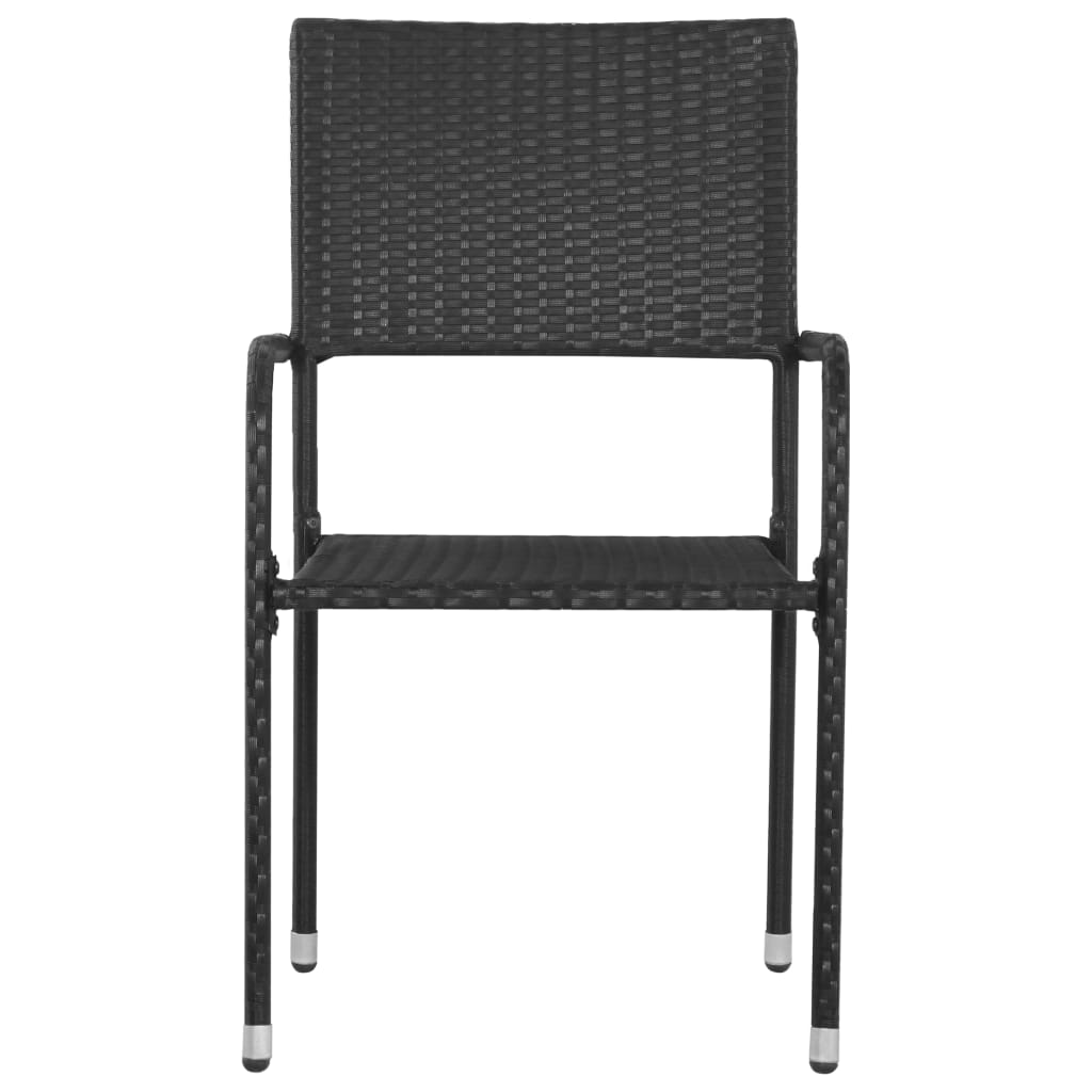 Sedie Da Pranzo Da Giardino 6pz Impilabili Nere In Polyrattan - Image 3