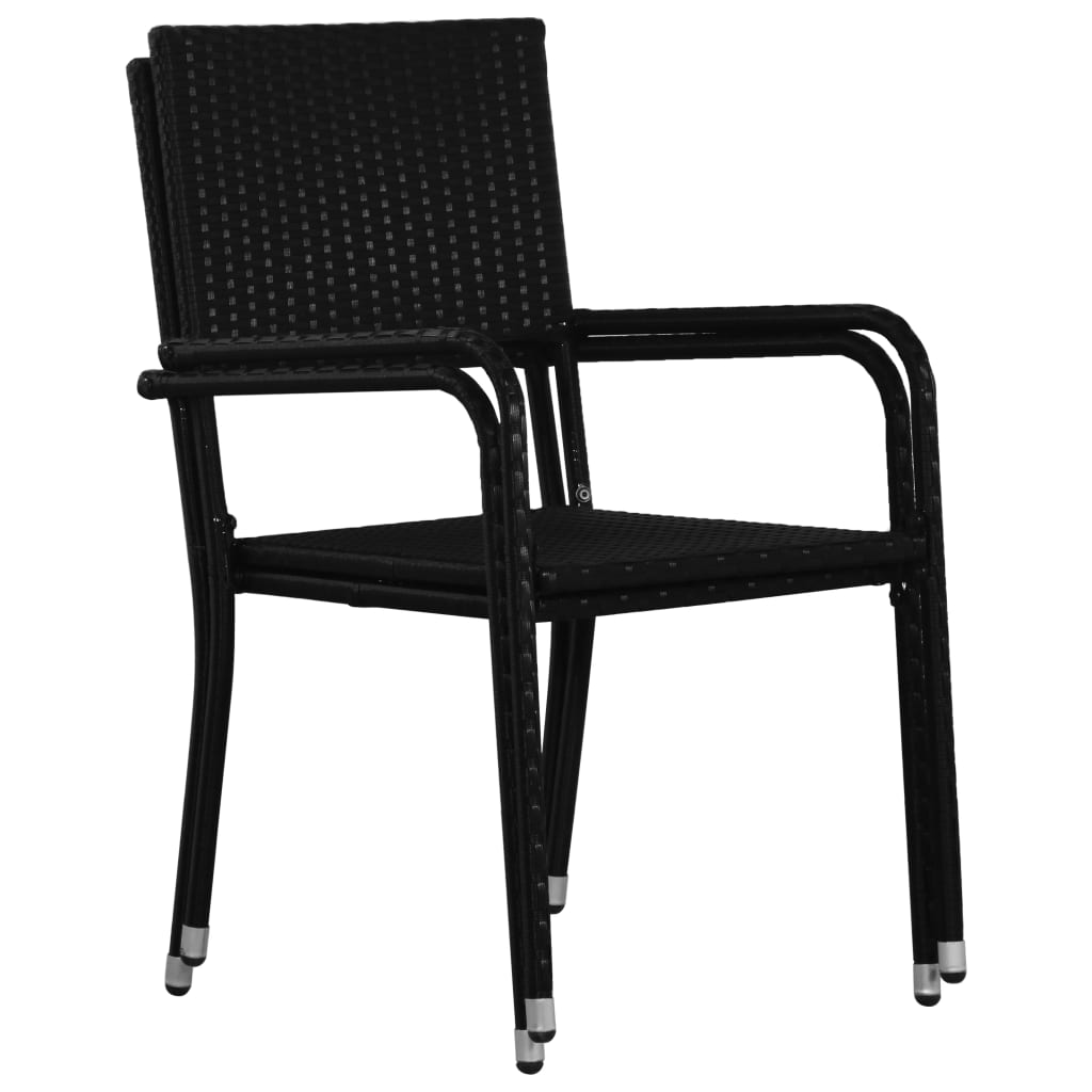 Sedie Da Pranzo Da Giardino 6pz Impilabili Nere In Polyrattan - Image 4