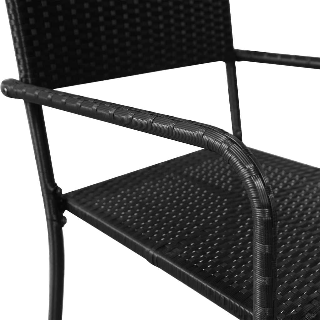 Sedie Da Pranzo Da Giardino 6pz Impilabili Nere In Polyrattan - Image 5