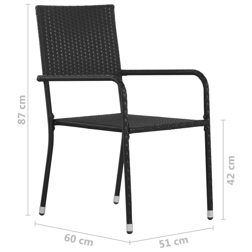 Sedie Da Pranzo Da Giardino 6pz Impilabili Nere In Polyrattan - Image 6