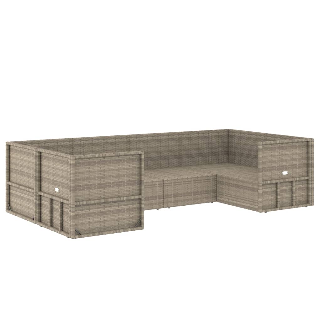 Set Divani Da Giardino 6 Pz Con Cuscini In Polyrattan Grigio - Image 4