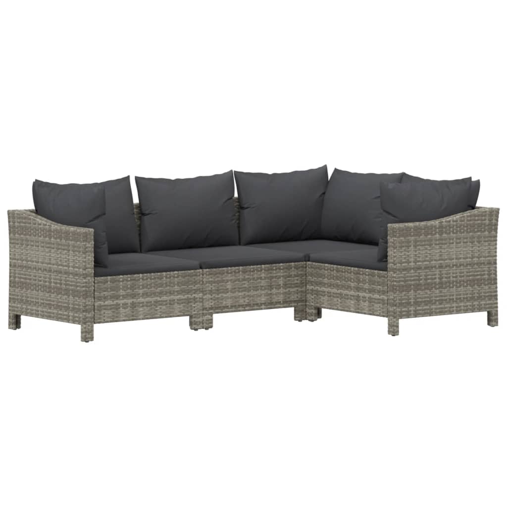 Set Divani Da Giardino 4 Pz Con Cuscini In Polyrattan Grigio - Image 3