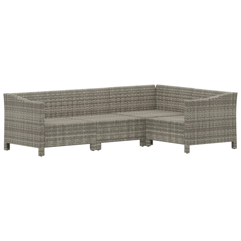 Set Divani Da Giardino 4 Pz Con Cuscini In Polyrattan Grigio - Image 4