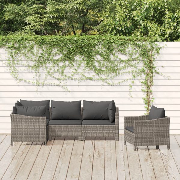 Set Divani Da Giardino 5 Pz Con Cuscini In Polyrattan Grigio