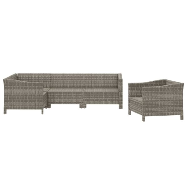 Set Divani Da Giardino 5 Pz Con Cuscini In Polyrattan Grigio - Image 4