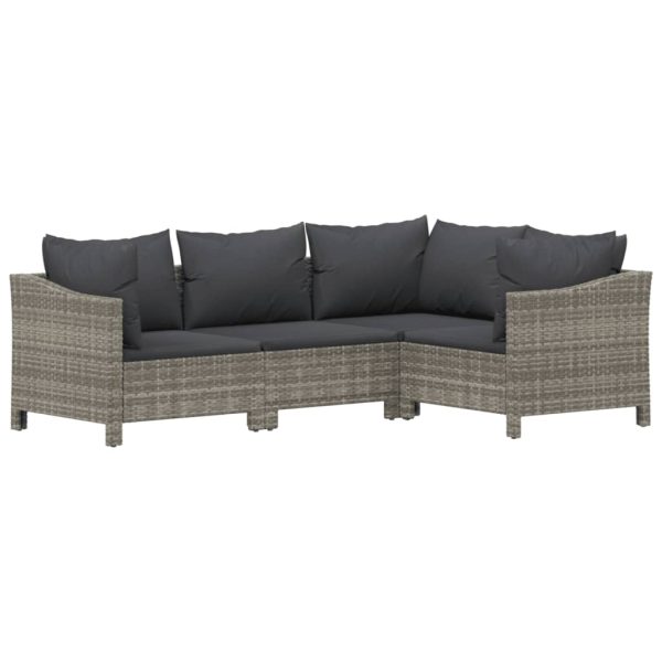 Set Divani Da Giardino 5 Pz Con Cuscini In Polyrattan Grigio - Image 5
