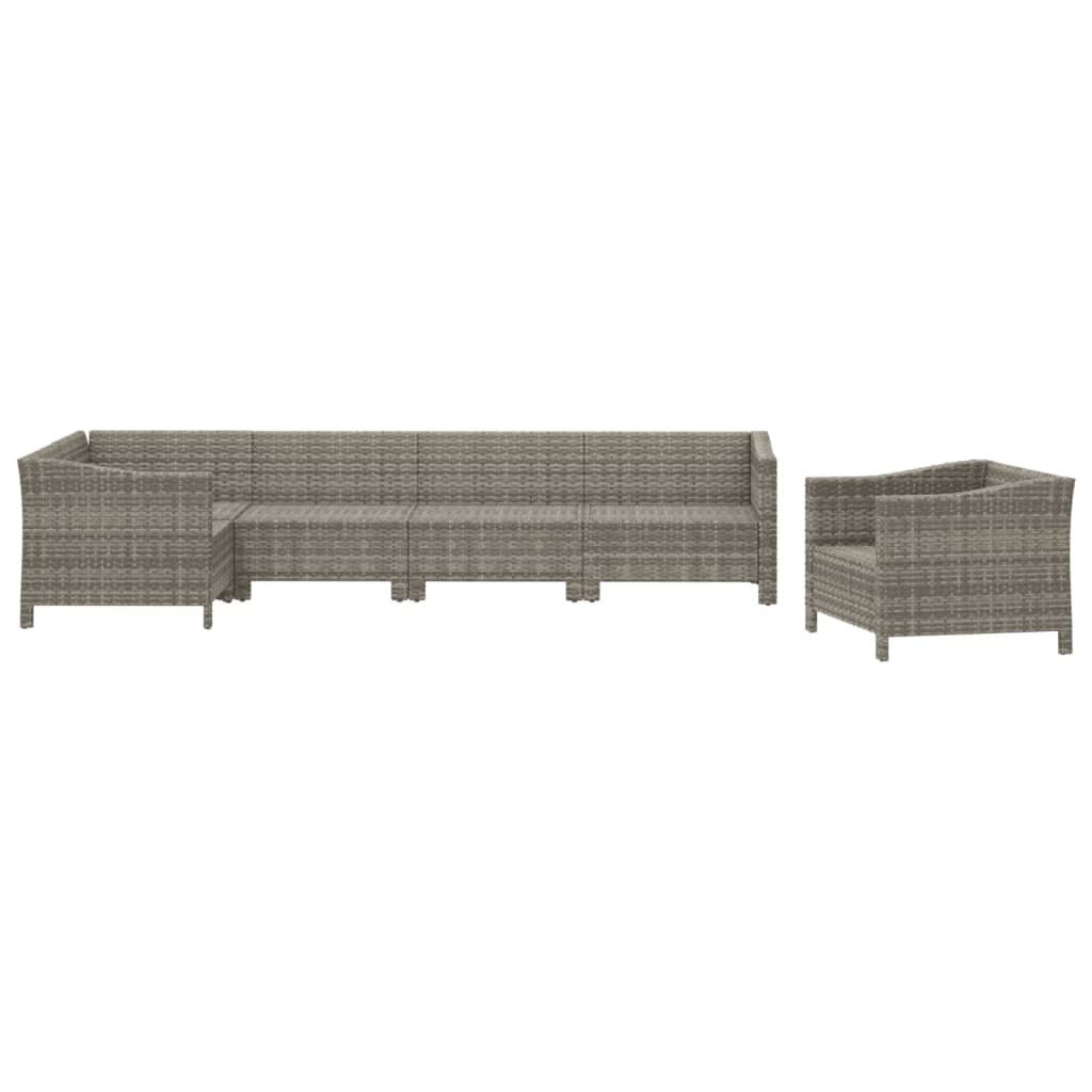 Set Divani Da Giardino 6 Pz Con Cuscini In Polyrattan Grigio - Image 4