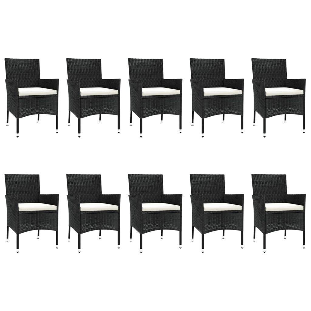 Set Da Pranzo Da Giardino 11 Pz Con Cuscini In Polyrattan Nero - Image 4