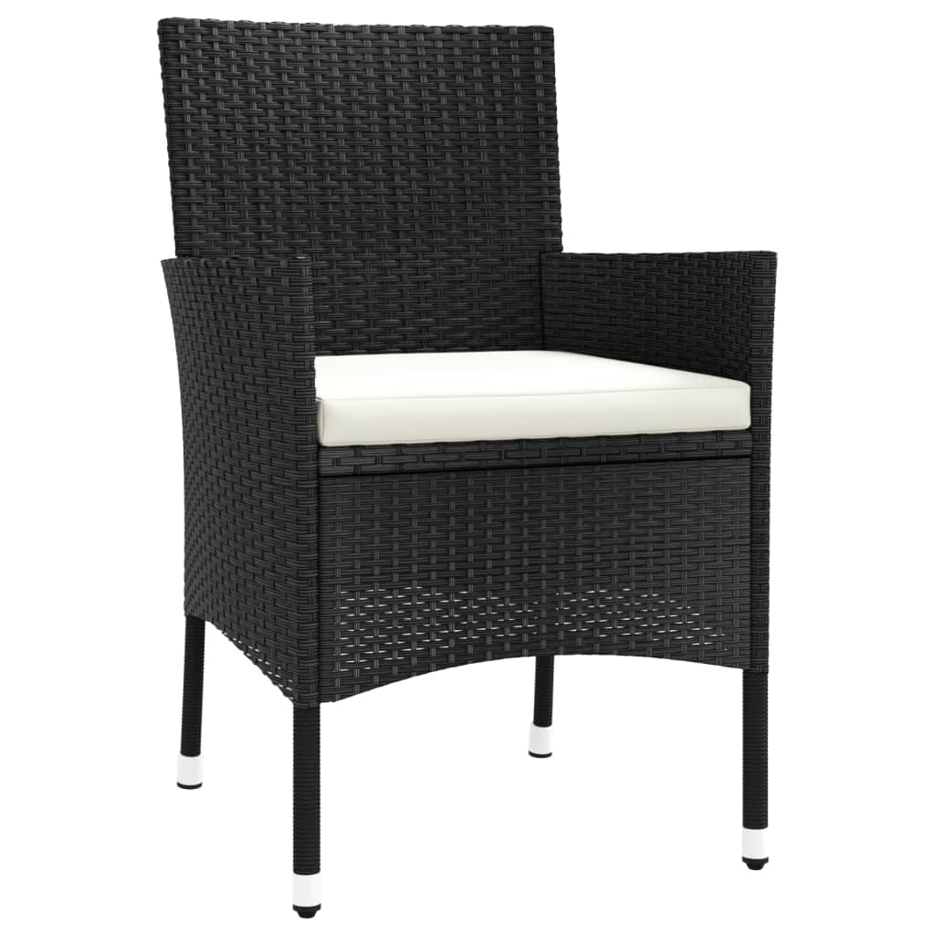 Set Da Pranzo Da Giardino 11 Pz Con Cuscini In Polyrattan Nero - Image 5