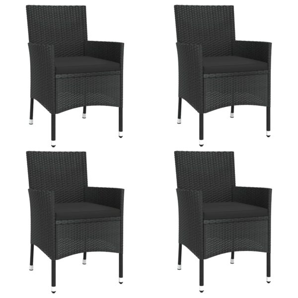 Set Bistrò Da Giardino 5 Pz Con Cuscini In Polyrattan Nero - Image 3