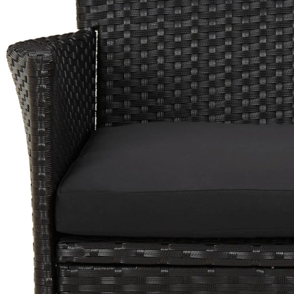 Set Bistrò Da Giardino 5 Pz Con Cuscini In Polyrattan Nero - Image 6