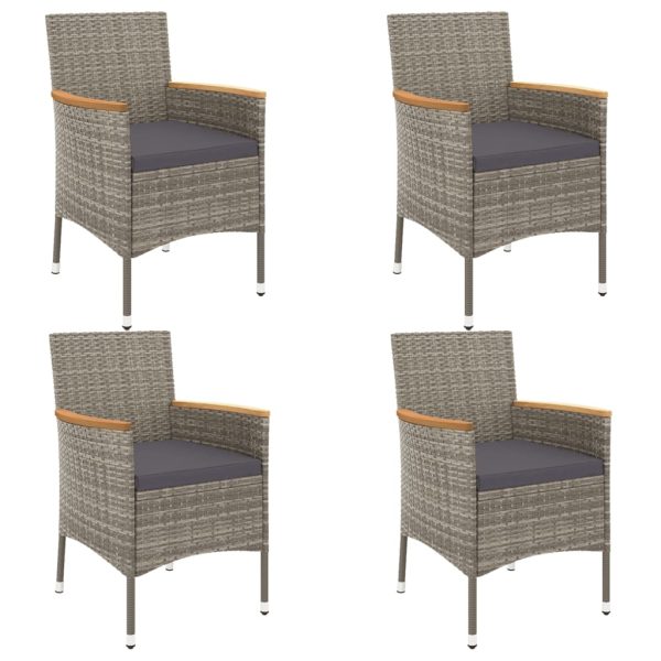 Set Bistrò Da Giardino 5 Pz Con Cuscini In Polyrattan Grigio - Image 3