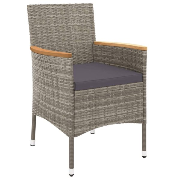 Set Bistrò Da Giardino 5 Pz Con Cuscini In Polyrattan Grigio - Image 4