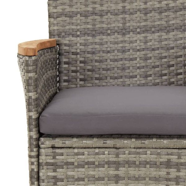 Set Bistrò Da Giardino 5 Pz Con Cuscini In Polyrattan Grigio - Image 6