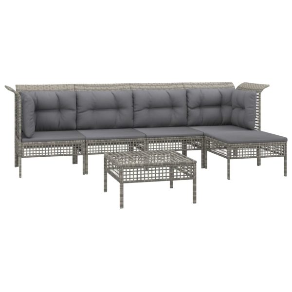 Set Divani Da Giardino 6 Pz Con Cuscini In Polyrattan Grigio - Image 3