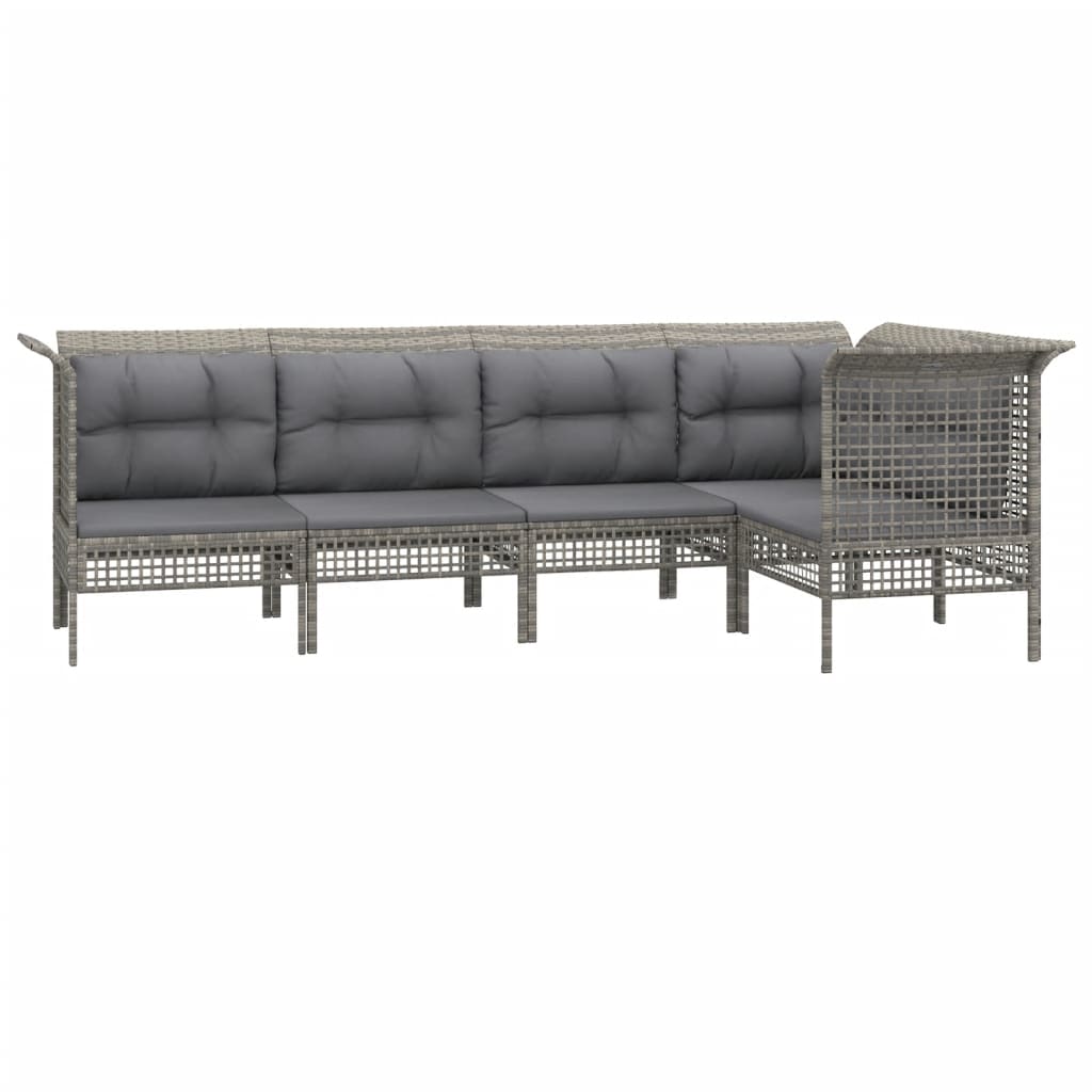 Set Divani Da Giardino 5 Pz Con Cuscini In Polyrattan Grigio - Image 3