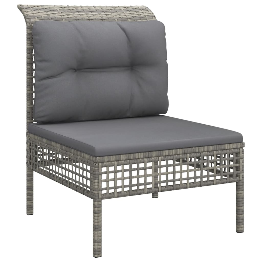 Set Divani Da Giardino 5 Pz Con Cuscini In Polyrattan Grigio - Image 4