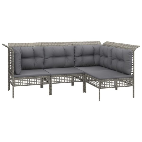 Set Divani Da Giardino 9 Pz Con Cuscini In Polyrattan Grigio - Image 4