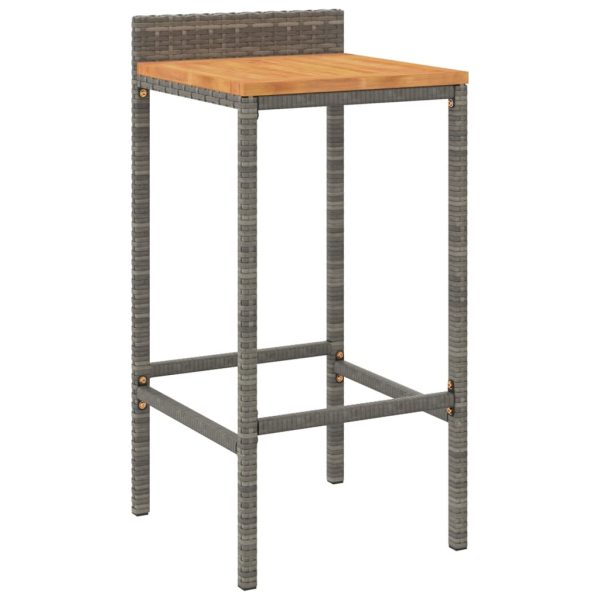 Set Bar Giardino 5pz Grigio Polyrattan E Legno Massello Acacia - Image 4