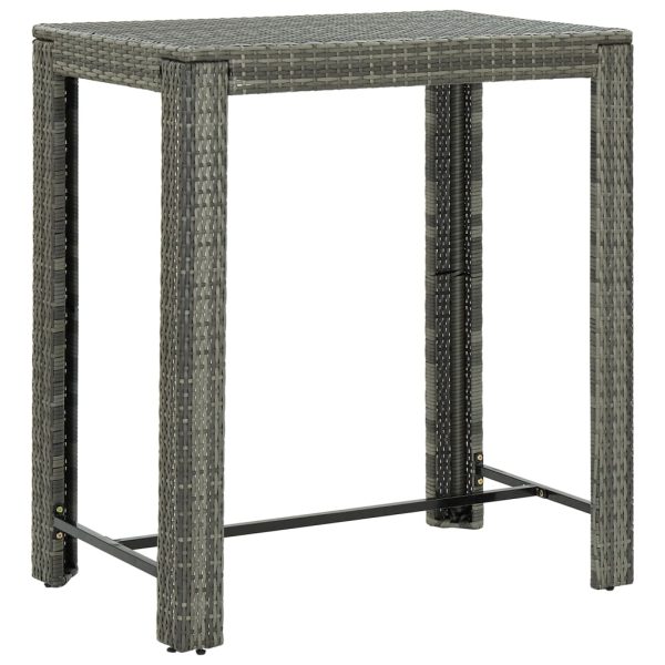 Set Bar Giardino 5pz Grigio Polyrattan E Legno Massello Acacia - Image 5