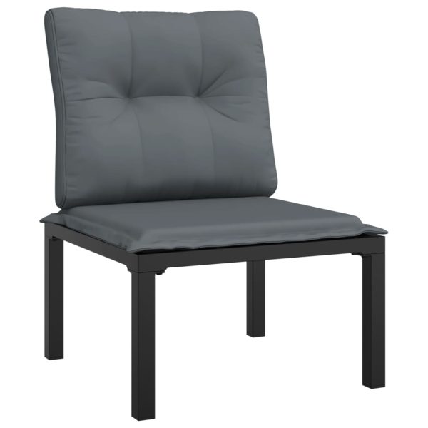 Set Salotto Da Giardino 6 Pz In Polyrattan Nero E Grigio - Image 5
