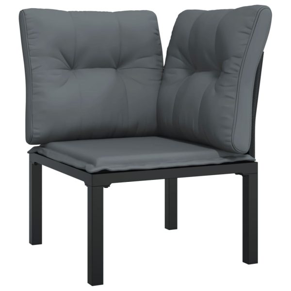 Set Salotto Da Giardino 7 Pz Nero E Grigio In Polyrattan - Image 4
