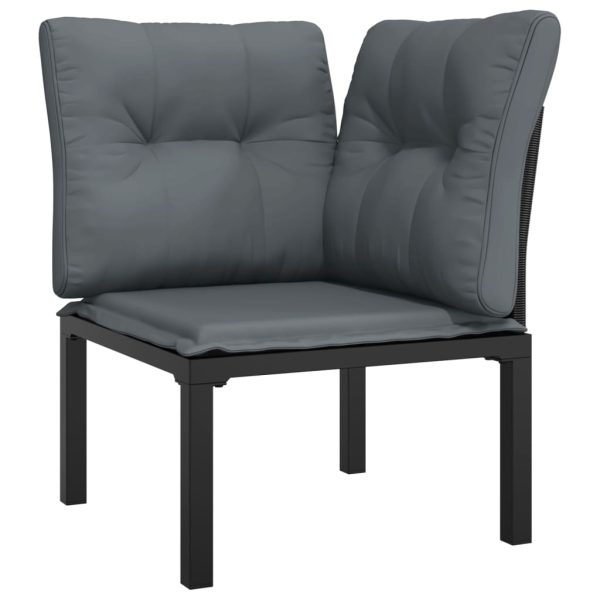 Set Salotto Da Giardino 6 Pz In Polyrattan Nero E Grigio - Image 4