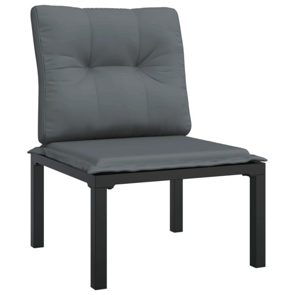 Set Salotto Da Giardino 6 Pz In Polyrattan Nero E Grigio - Image 5