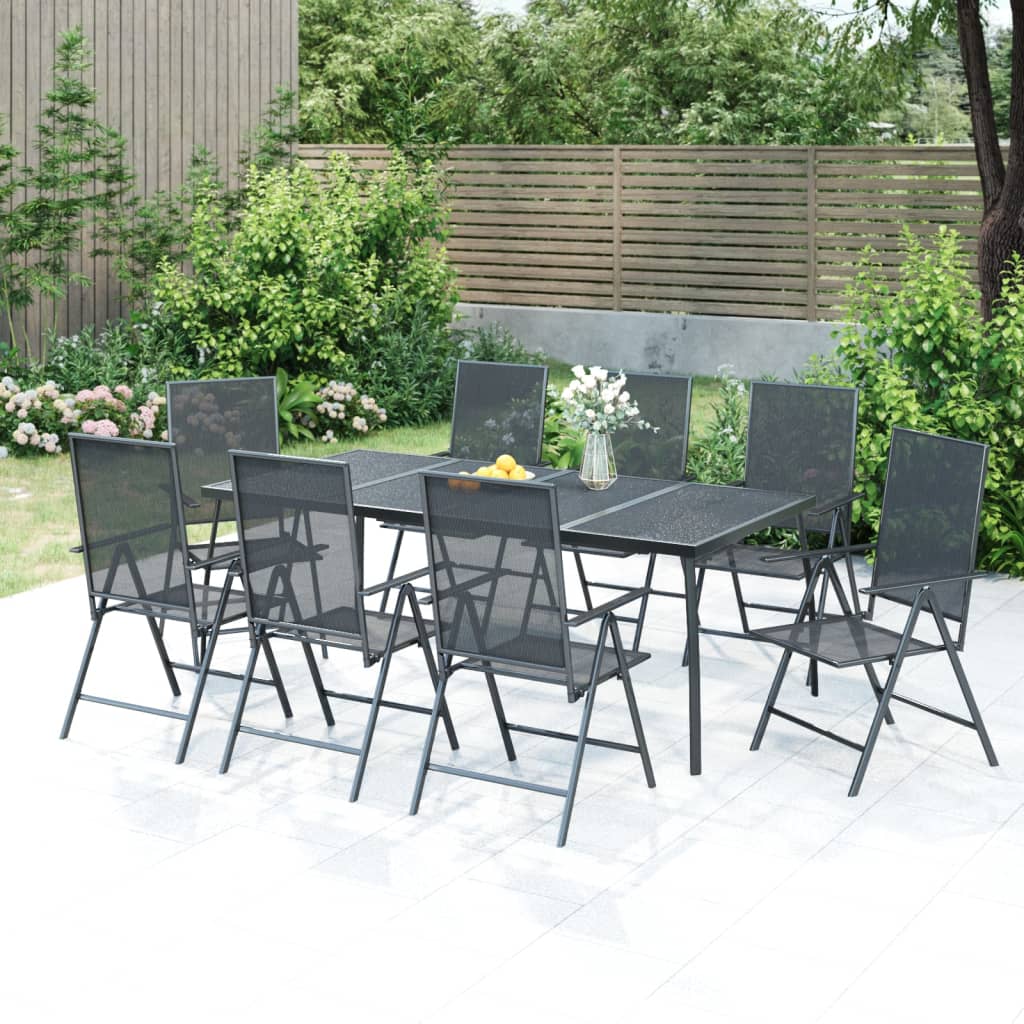 Set Da Pranzo Da Giardino 9 Pz In Acciaio Antracite