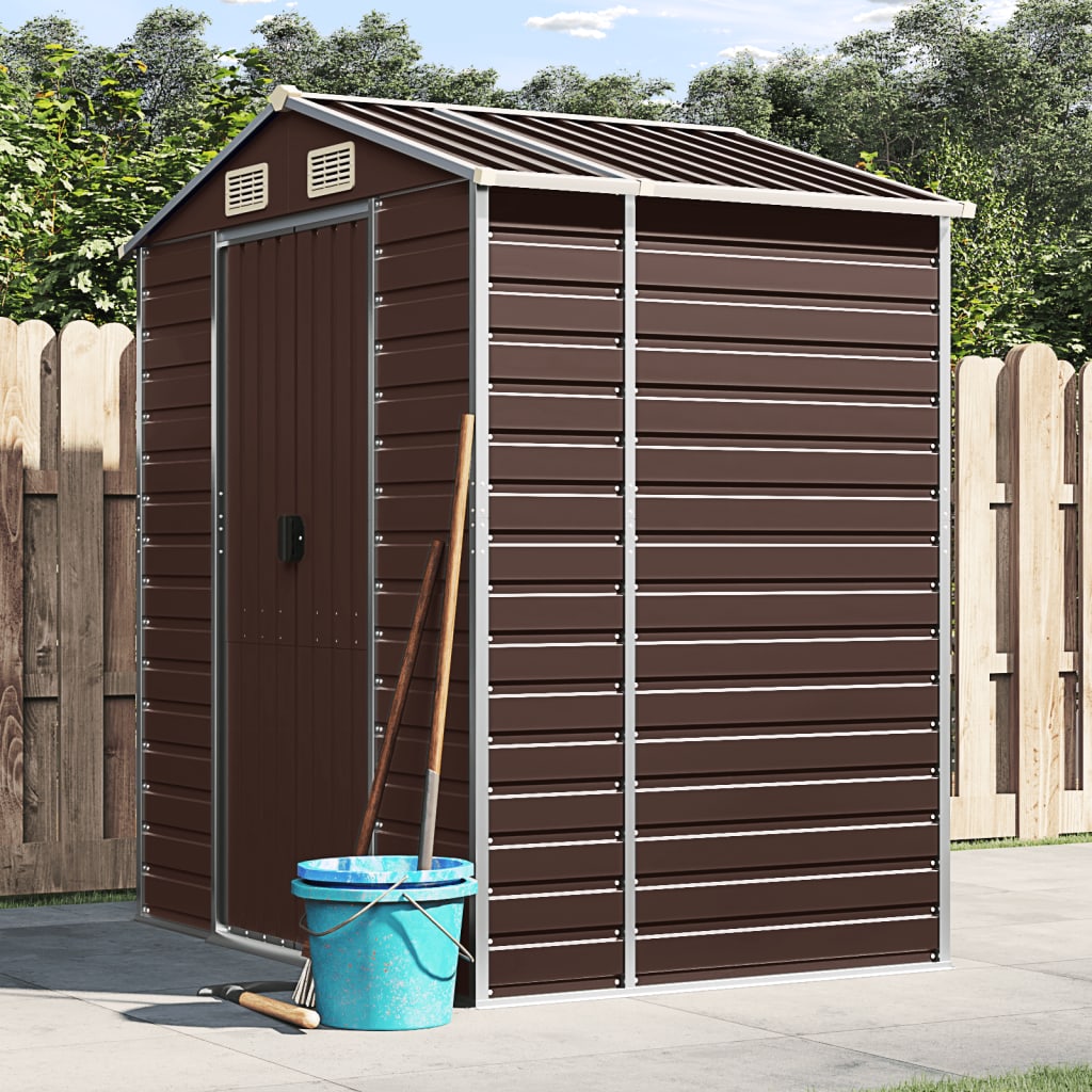Capanno Da Giardino Marrone 191x130x198 Cm In Acciaio Zincato