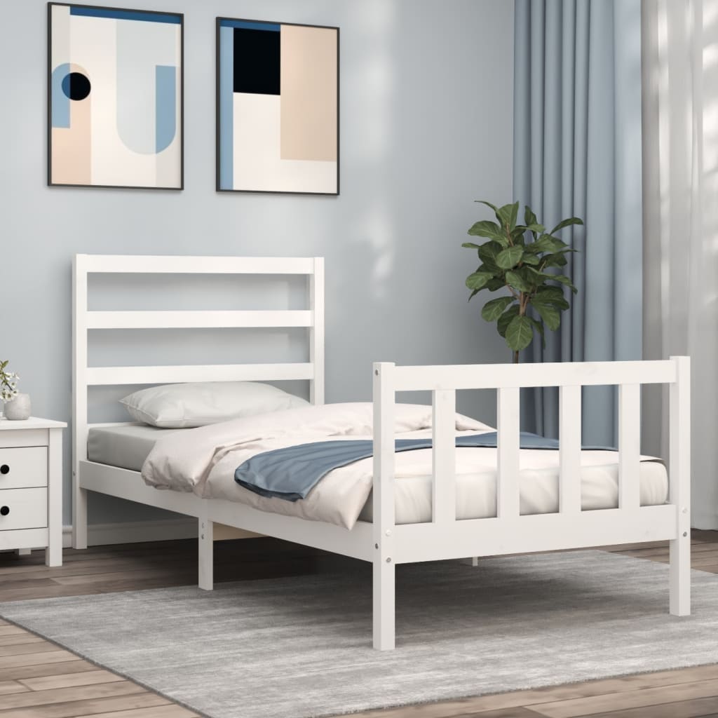 Letto Senza Materasso Bianco 90x190 Cm In Legno Massello Pino