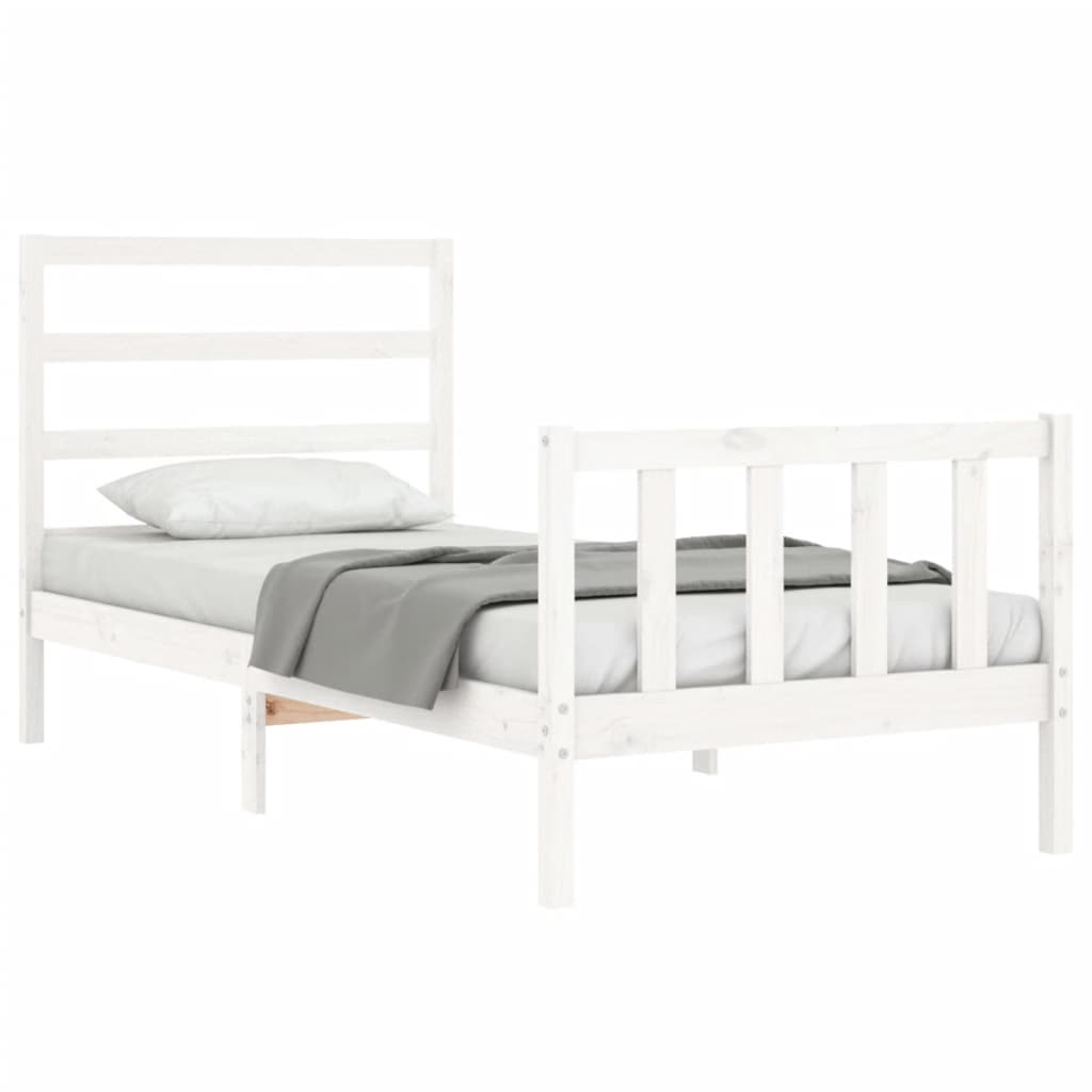 Letto Senza Materasso Bianco 90x190 Cm In Legno Massello Pino - Image 3