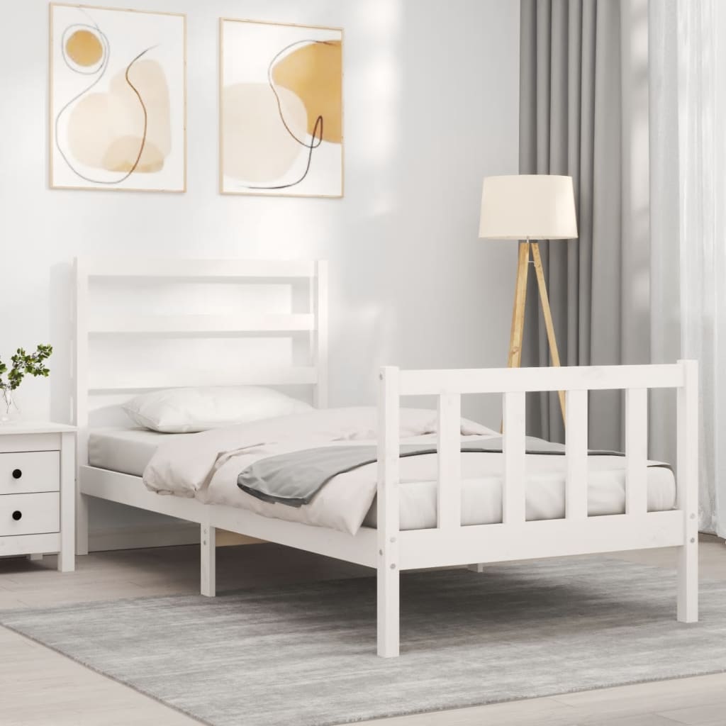 Letto Senza Materasso Bianco 90x190 Cm In Legno Massello Pino - Image 4