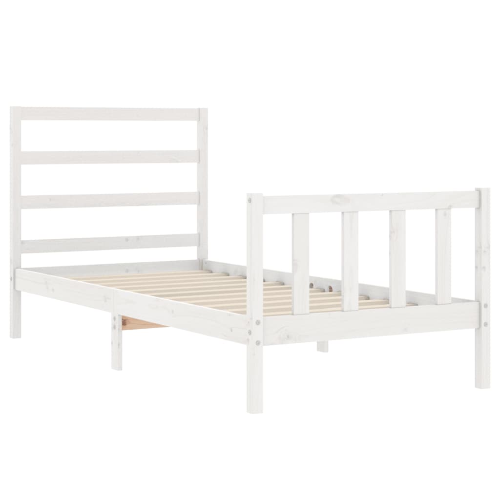 Letto Senza Materasso Bianco 90x190 Cm In Legno Massello Pino - Image 5