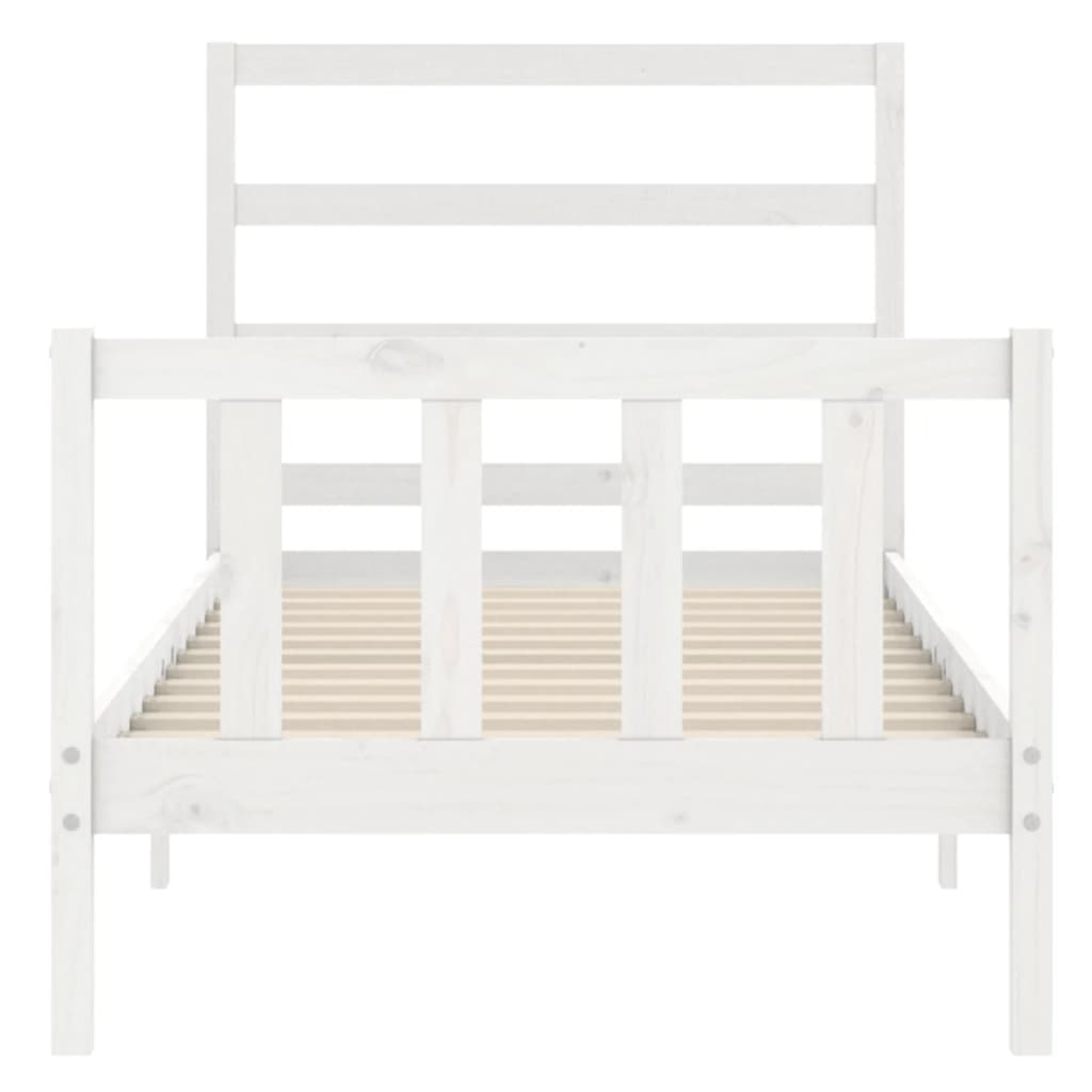 Letto Senza Materasso Bianco 90x190 Cm In Legno Massello Pino - Image 6