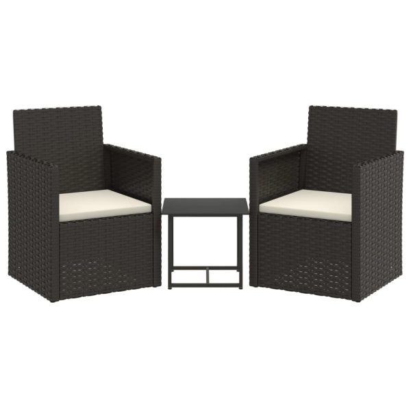 Set Divani Da Esterno 3 Pz Con Cuscini Nero In Polyrattan - Image 2