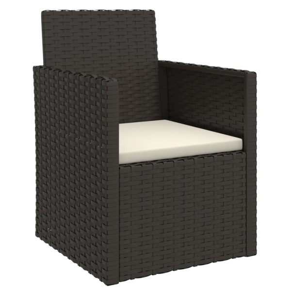 Set Divani Da Esterno 3 Pz Con Cuscini Nero In Polyrattan - Image 3