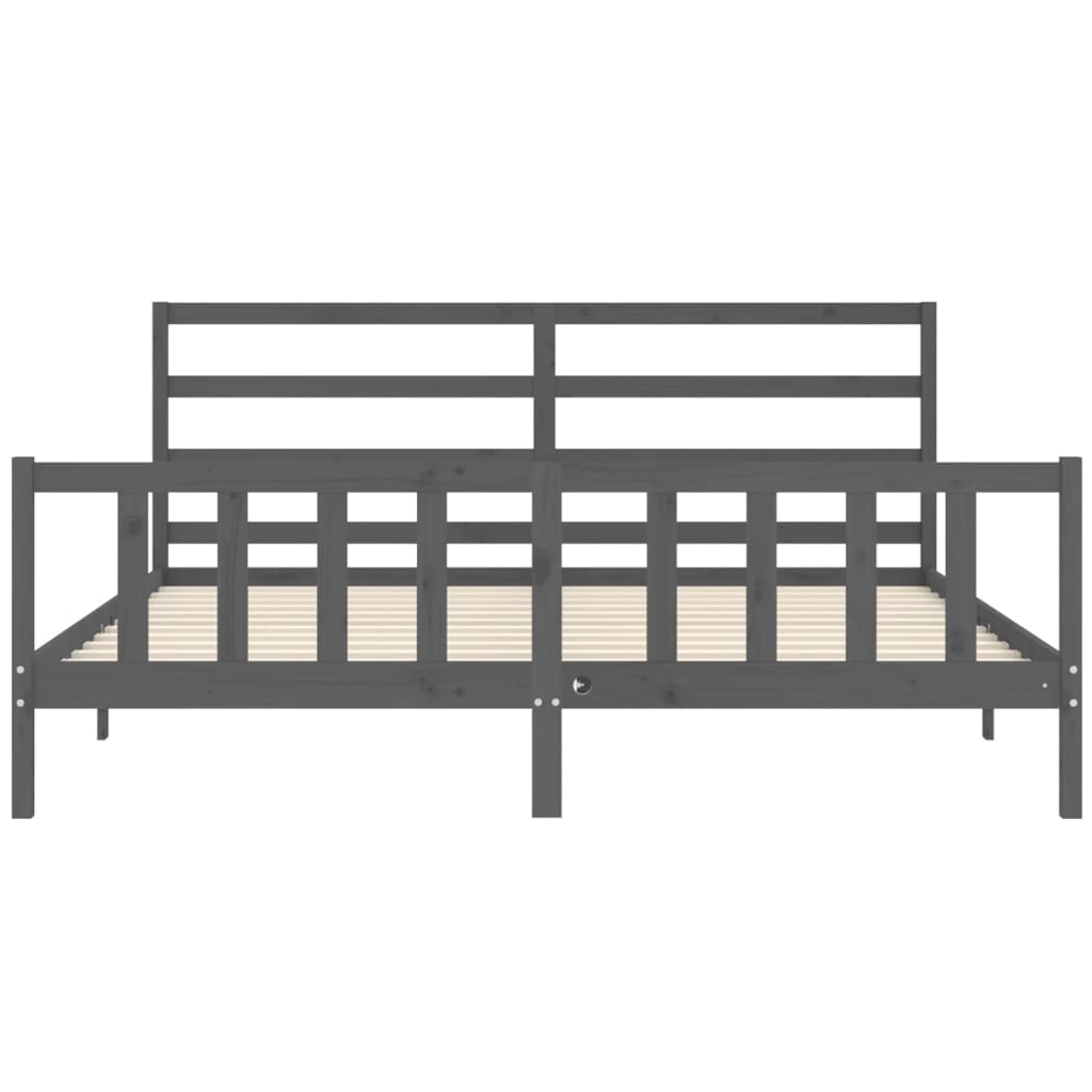 Giroletto Con Testiera Grigio 200x200 Cm In Legno Massello - Image 6